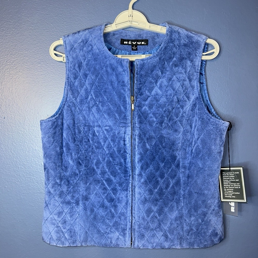 Revue Full Zip Leather Quilted Vest Womens 8 Western Polo Club Riding Horseback